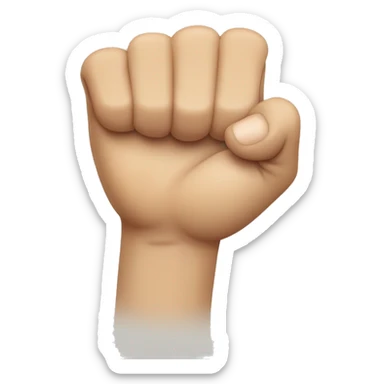 the hand is in a fist shape and the thumb is between the index finger and the middle finger sticker