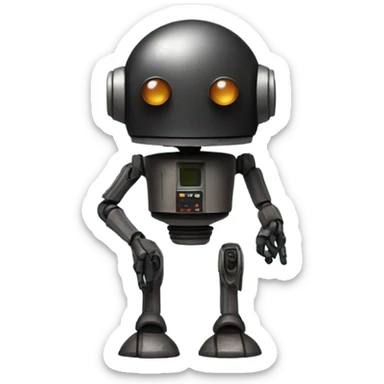 Person who is a droid with mounted lasers on their head with dark skin and a big nose full body picture sticker