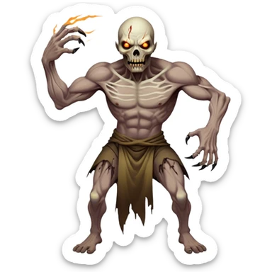 Cinematic Realistic WoW undead civilian Portrait, captured in a fierce, battle-ready stance, muscles taut beneath his tattered, earth-toned attire. His decayed, pallid skin and glowing eyes are rendered with intense lifelike detail and dynamic lighting, high shine, embodying the raw, relentless fury of an undead civilian in the heat of combat. sticker