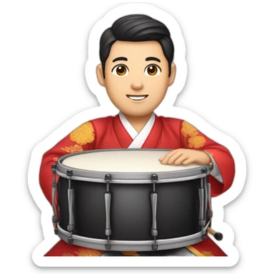 a drummer in a hanbok sticker