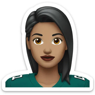  White female dark hair red lips wearing Philadelphia Eagles jersey sticker