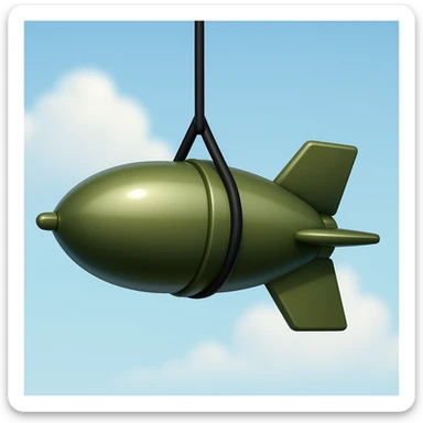 Create an emoji that looks exactly like the reference image in iOS emoji style. The emoji should have 3D appearance, shiny surface, smooth gradients, soft shadows, and a realistic bomb shape with a classic emoji look. Add a glossy effect to the surface of the bomb. sticker