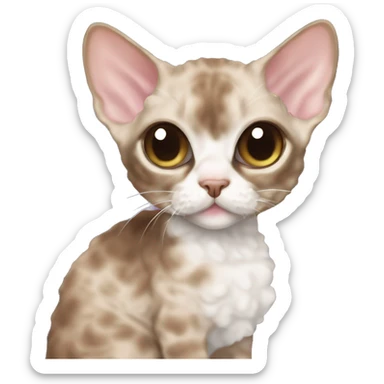 Koritsa is a dark brown and little bit white Devon Rex with curly fur and big, expressive eyes. She loves laps, cozy blankets, and brightening your day with her gentle purrs. sticker