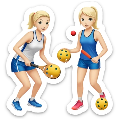 Sisters playing pickleball sticker
