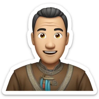 Smiling Mongolian man have a surprised  sticker