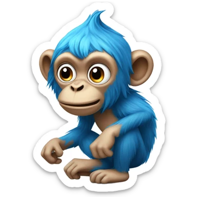 farting monkey with blue hair  sticker