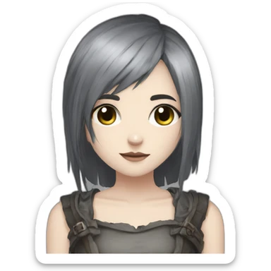 goth,girl,ash color hair,dark-souls,long,adorable,thin face,thick tghits sticker