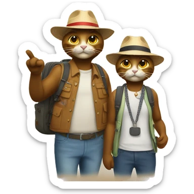 2 cats dressed up as tourists sticker