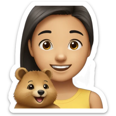 a-happy-quokka-with-happy-girl-who-is-black-hair sticker