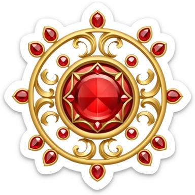 Golden circle crest with red gems sticker