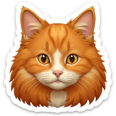 orange Norwegian forest cat, close-up face, fluffy cheeks sticker
