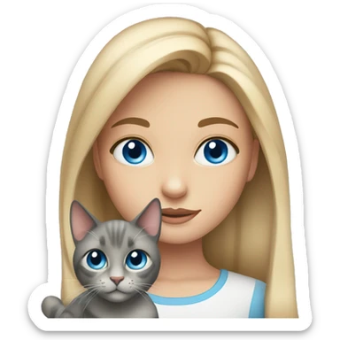 Blue eyed girl with cat sticker
