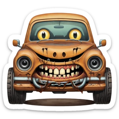 cursed muga chasing car sticker