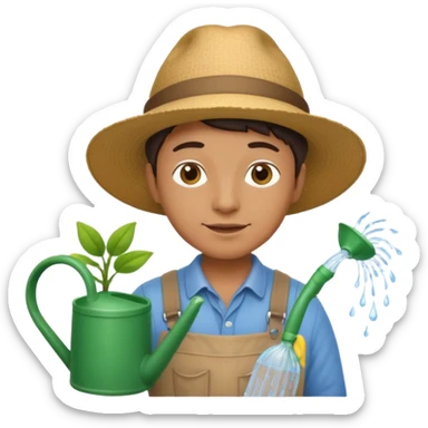 gardener holding watering pot sticker