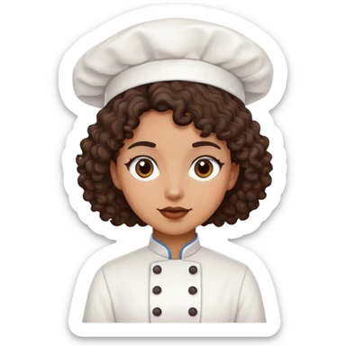 Dark brown curly hair pastry chef sticker