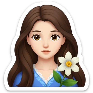 elain archeron brunette long hair with a flower sticker