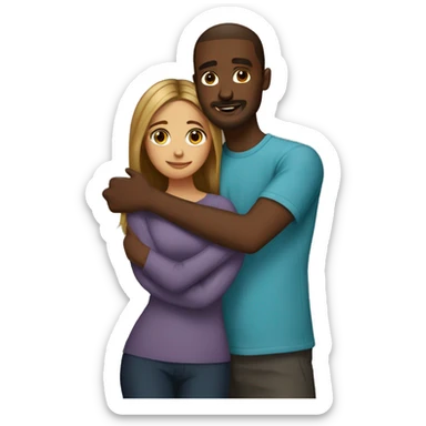 Somali guy with Spanish girlfriend with straight balayage hair hugging  sticker