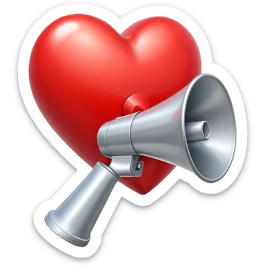 Huge Red heart with a megaphone sticker
