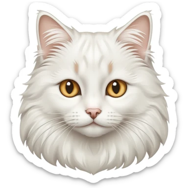 Snowy white Norwegian forest cat with almond-shaped eyes and bushy tail sticker