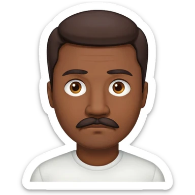 "- Nam
- 40 tuổi
- Da đen
- Tóc nâu hạt dẻ 
- Mắt xanh nước biển, có ria
- Mặt buồn
" sticker