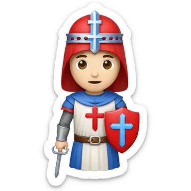 Make me an emoji to my school Holy cross davao college  representing this three colors ❤️💙🤍 make it like a crusader. sticker