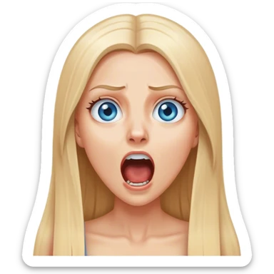 beautiful white girl with long straight blonde hair blue eyes screaming scared terrified  sticker