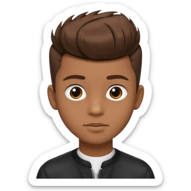 create a fringe haircut boy with a brown hair with hair little up more looking like quiff hairstyle sticker