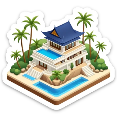 Thailand luxury coastal resort isometric exterior sticker