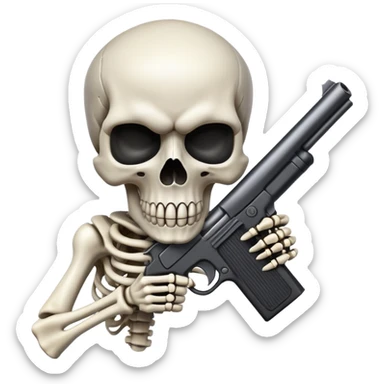 Skull wit a gun sticker