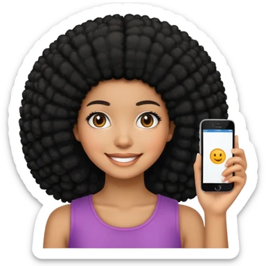 smiling girl with black afro sticker