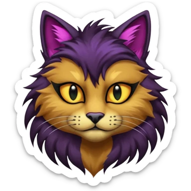 Anthropomorphic Anthro Furry edgy colorful dark-colored gloomy shiny punky badass cool stylish handsome smexy Animal-feline-furry-fursona  (half body) sticker