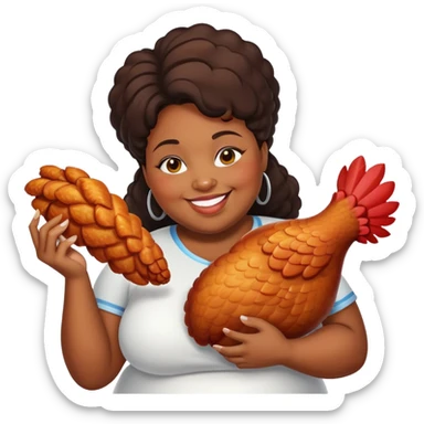 Fat black woman with a huge chicken wing ￼ sticker