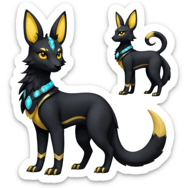 Black Dark Furry Fluffy Modern Futuristic Cyber-Umbreon-Salandit-Bastet-Anubis-fusion full body sticker