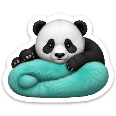 make a cute DARK GREEN PANDA with some furry cyan pjs laying down sticker
