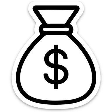 money bag icon, outlined style, monochrome, professional appearance sticker