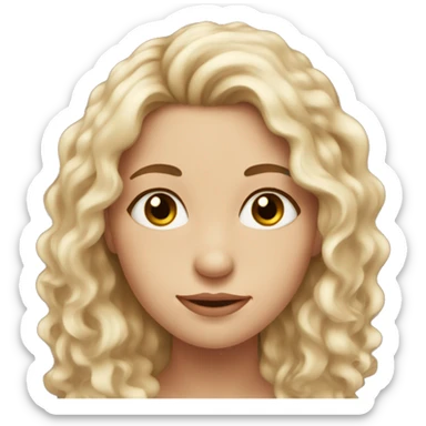 Fair skin girl ,with hazel eyes ,feminine face  and has long dark brown curly hair  sticker