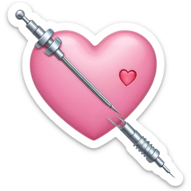 A pierced pink heart by a medical needle emoji sticker