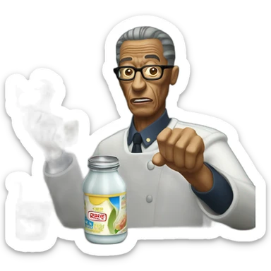 Angry Gus fring pointing jar of mayonnaise sticker