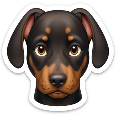 black and tan doberman portrait with floppy ears sticker