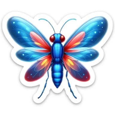 glitter red and blue firefly sticker