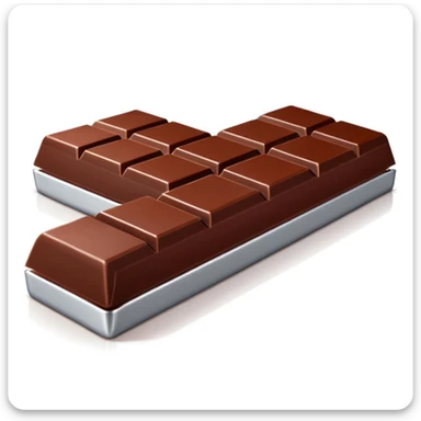 3D apple-style emoji of a chocolate bar half unwrapped in shiny red and silver foil, visible square chocolate segments, rich brown color, simplified shapes, cartoon-like look, glossy finish, soft shadows, minimal and clean design, no face or branding, white background sticker