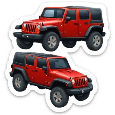 Lifted red Jeep Wrangler  sticker