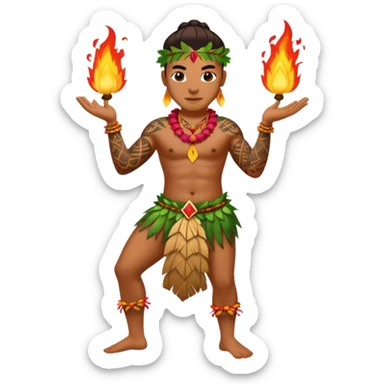 hawaiian fire dancer with tattoos sticker