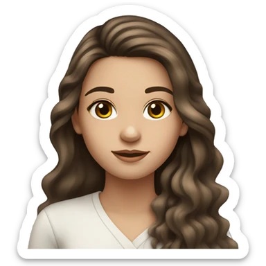 caucasian Girl with long dark brown balayage hair with hazel eyes eyelashes head to chest sticker