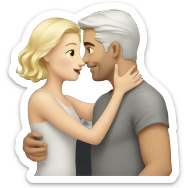 White man - short grey hair - no facial hair - kisses blonde girl  sticker