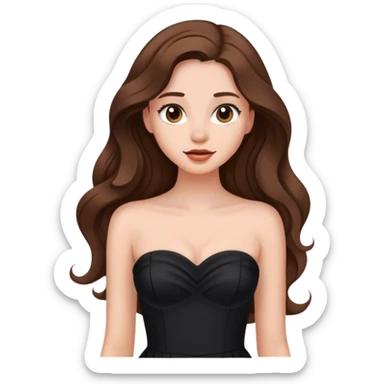 girl with long wavy hair in black strapless dress  sticker