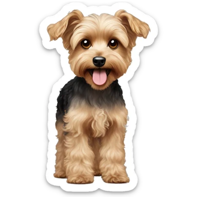 Yorkie poodle mixed dog with curly hair body and very fluffy with longer ears sticker