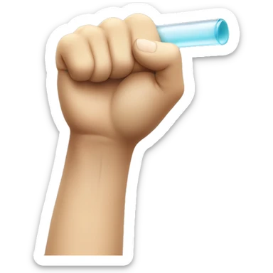 horizontal hand in a fist like pose that seems like it is holding a transparent tube but the tube is not seen sticker