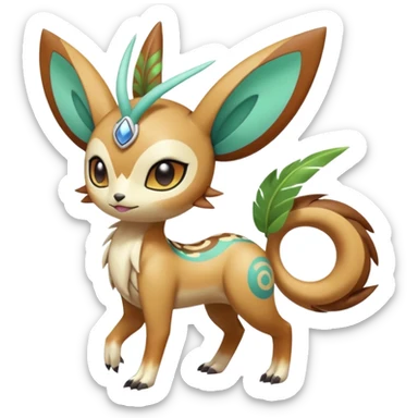Tribal Tropical Soft Smooth Shiny Silky Cute Cool Realistic Vibrant Colorful Exotic Fionbri-Kalon-Falvie-Vernid-Meloetta-Pokémon-Fakémon-Digimon-Spectrobe-hybrid-fusion, full body sticker