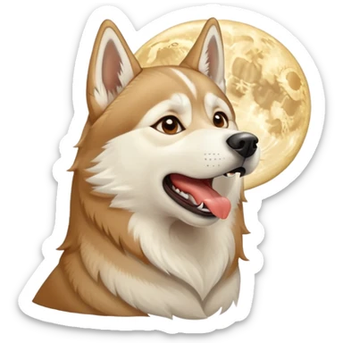 Beige Siberian husky howling at the moon sticker
